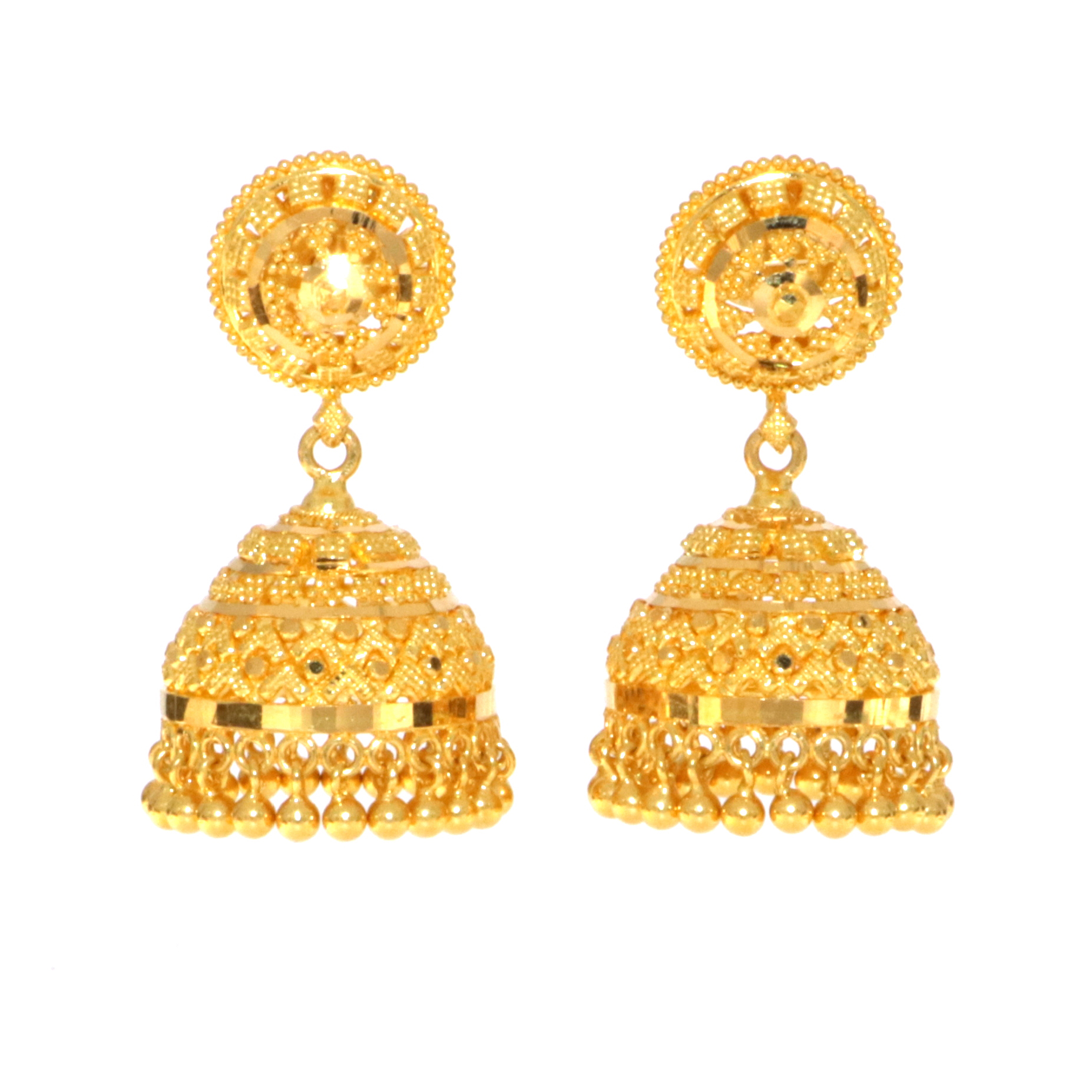 22carat Gold Filigree Jhumkay Earrings